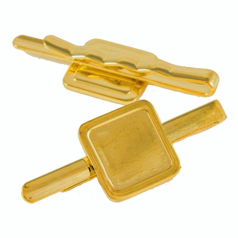 Tie Slide Blank 16mm Square Gold and print dome